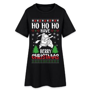Festive Christmas pony with berry motif - Women’s T-Shirt Dress - black - Front