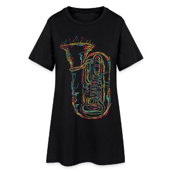 Croquis de tuba - Robe T-shirt Femme - noir - Devant