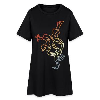 Vintage Breakdancing Junge Zeichnung - Frauen T-Shirt-Kleid - Schwarz - Vorne