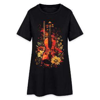 Dessin animé de violon - Robe T-shirt Femme - noir - Devant