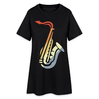 Saxophone Croquis Vintage - Robe T-shirt Femme - noir - Devant
