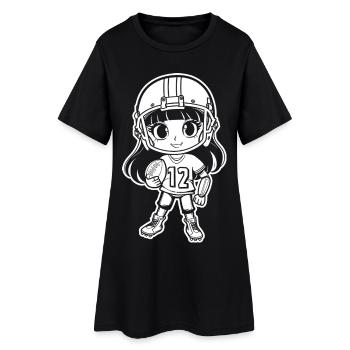 Dessin animé Fille de football américain - Robe T-shirt Femme - noir - Devant