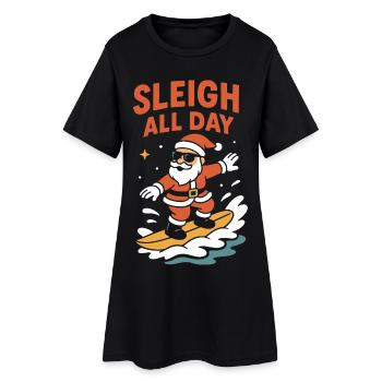 Profiter toute la journée du Père Noël en traîneau : Plaisir de vacances - Robe T-shirt Femme - noir - Devant