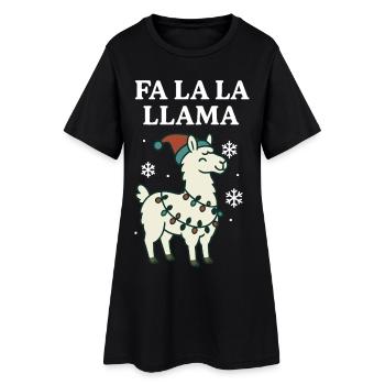 Fa La La Llama Drôle de Noël Père Noël - Robe T-shirt Femme - noir - Devant