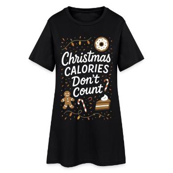 Weihnachtskalorien zählen nicht zu Feiertagshumor - Frauen T-Shirt-Kleid - Schwarz - Vorne