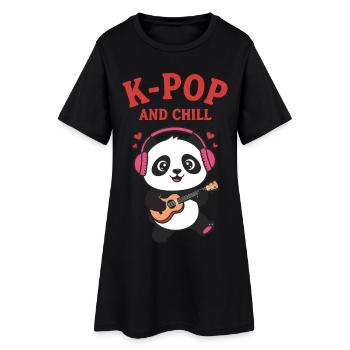 Adoration de la musique coréenne K-Pop et Chill Panda - Robe T-shirt Femme - noir - Devant