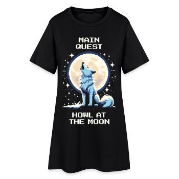 Hauptquest: Heulen zum Mond | Wolf - Frauen T-Shirt-Kleid - Schwarz - Vorne