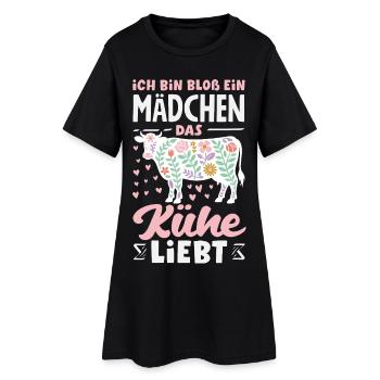 Ich Bin Bloß Ein Mädchen Das Kühe Liebt Kuh - Frauen T-Shirt-Kleid - Schwarz - Vorne