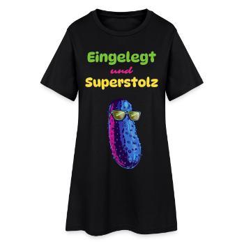 Mariné et super fier - Robe T-shirt Femme - noir - Devant