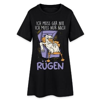 Ostsee MUSS GAR NICHTS MUSS NUR NACH RÜGEN Lustig - Frauen T-Shirt-Kleid - Schwarz - Vorne