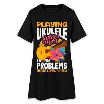 Dont Make Me Use My Ukulele Voice Hawaii Musiker - Frauen T-Shirt-Kleid - Schwarz - Vorne