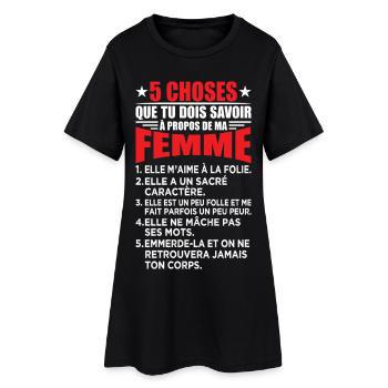 Mari Couple Cadeau Humour Personnalisé - Robe T-shirt Femme - noir - Devant