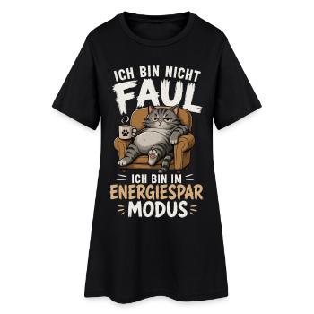 Ich Bin Nicht Faul Ich Bin Im Energiesparmodus - Frauen T-Shirt-Kleid - Schwarz - Vorne