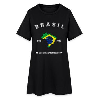 Brasil vintage flag-map - Robe T-shirt Femme - noir - Devant