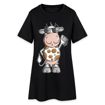 Cool cow with sunglasses - Women’s T-Shirt Dress - black - Front