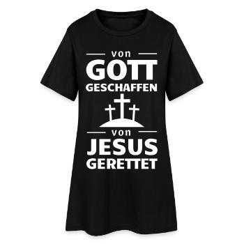 Gott geschaffen Jesus gerettet - Frauen T-Shirt-Kleid - Schwarz - Vorne