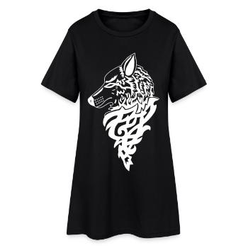 Loup blanc génie de la forêt - Robe T-shirt Femme - noir - Devant
