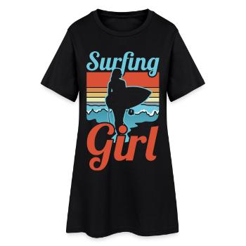 Surfeur - Robe T-shirt Femme - noir - Devant