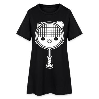 Raquette de badminton style bande dessinée - Robe T-shirt Femme - noir - Devant