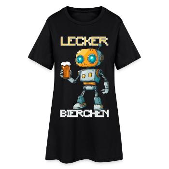 Lecker Bierchen X Roboter mit Bier lustiges - Frauen T-Shirt-Kleid - Schwarz - Vorne