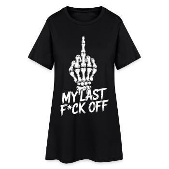 My Last F*ck Off - Skeleton Middle Finger Design - Women’s T-Shirt Dress - black - Front