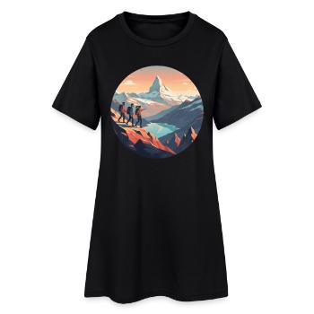 Wandern - Frauen T-Shirt-Kleid - Schwarz - Vorne