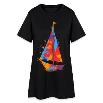 Voilier Voilier coloré Enfants Hommes Marins - Robe T-shirt Femme - noir - Devant