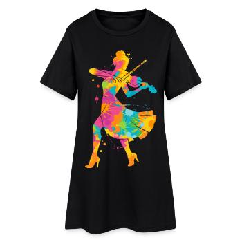 Geige bunt Violinist Kinder Damen Mädchen Violine - Frauen T-Shirt-Kleid - Schwarz - Vorne