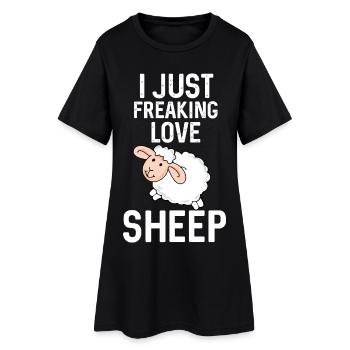 I Freaking Love Schafe | Funny Sheep Design - Frauen T-Shirt-Kleid - Schwarz - Vorne