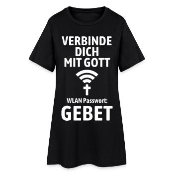 Verbinde dich mit Gott - Gebet WLAN - Frauen T-Shirt-Kleid - Schwarz - Vorne