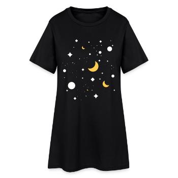 Sternenhimmel - Frauen T-Shirt-Kleid - Schwarz - Vorne