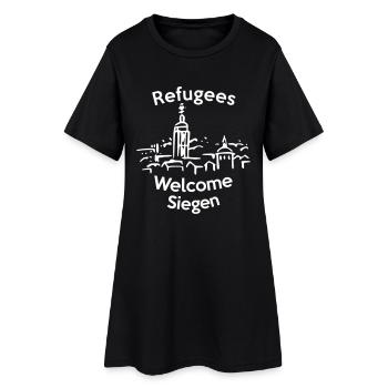 Refugees Welcome Siegen - Frauen T-Shirt-Kleid - Schwarz - Vorne
