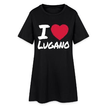 I Love Lugano - Frauen T-Shirt-Kleid - Schwarz - Vorne