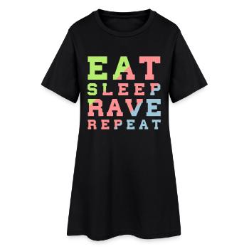 eat sleep rave repeat - Robe T-shirt Femme - noir - Devant