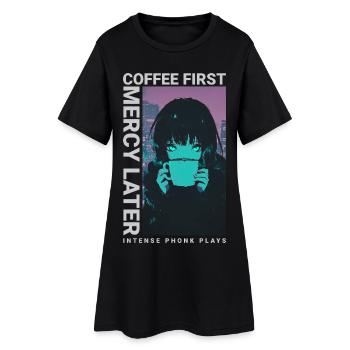 Café d'abord Miséricorde plus tard Anime Girl Cyberpunk - Robe T-shirt Femme - noir - Devant