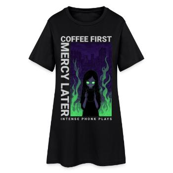 Café Vaporwave d'abord Miséricorde plus tard Art néon - Robe T-shirt Femme - noir - Devant