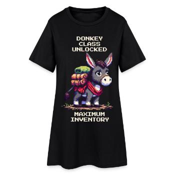 Esel-Klasse: Max Inventar | RPG Esel Pixel Art - Frauen T-Shirt-Kleid - Schwarz - Vorne