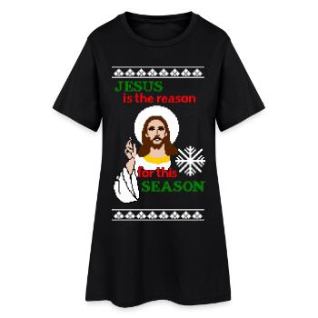 Jesus is the reason Ugly Christmas - Frauen T-Shirt-Kleid - Schwarz - Vorne
