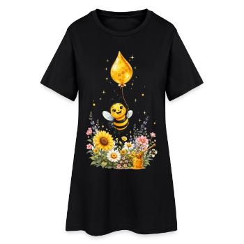bee honey beekeeper honeycomb flowers meadow insect - Women’s T-Shirt Dress - black - Front