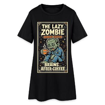 Humour de café du Lundi-zombie paresseux - Robe T-shirt Femme - noir - Devant