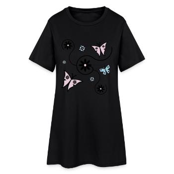 Schmetterling Frühling - Frauen T-Shirt-Kleid - Schwarz - Vorne
