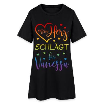 Mon coeur bat pour Vanessa Rainbow - Robe T-shirt Femme - noir - Devant