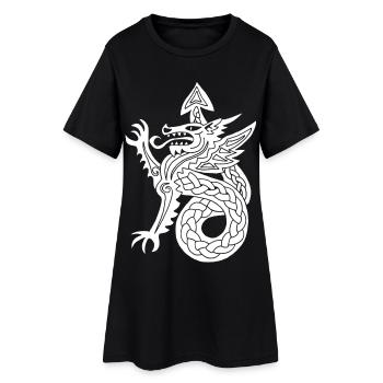 Weißer Drache - Frauen T-Shirt-Kleid - Schwarz - Vorne