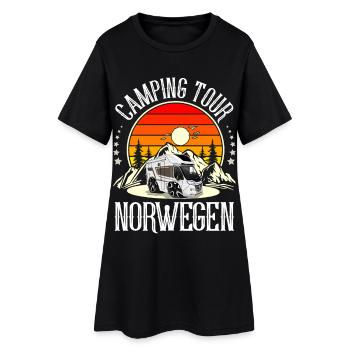 Camping Tour Norwegen Campen Camper - Frauen T-Shirt-Kleid - Schwarz - Vorne