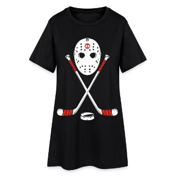 Eishockey - Frauen T-Shirt-Kleid - Schwarz - Vorne