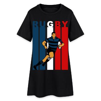 Joueur de rugby sur fond tricolore - Robe T-shirt Femme - noir - Devant
