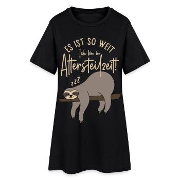 Faultier Es ist so weit Ich bin in Altersteilzeit - Frauen T-Shirt-Kleid - Schwarz - Vorne
