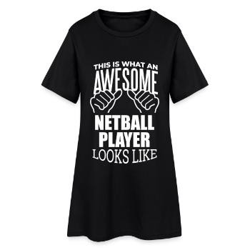 Netball Netball Netball - Frauen T-Shirt-Kleid - Schwarz - Vorne