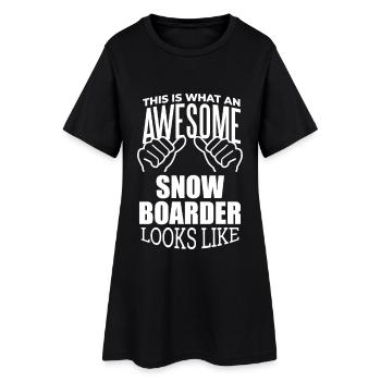 Snowboard Snowboard Snowboard - Frauen T-Shirt-Kleid - Schwarz - Vorne