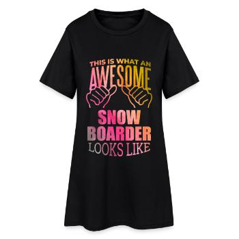 Snowboard Snowboard Snowboard - Frauen T-Shirt-Kleid - Schwarz - Vorne